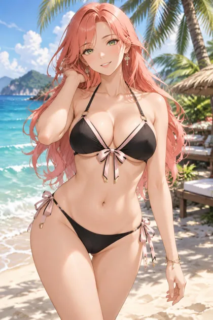 Aria, an adult anime companion by the tropical sea